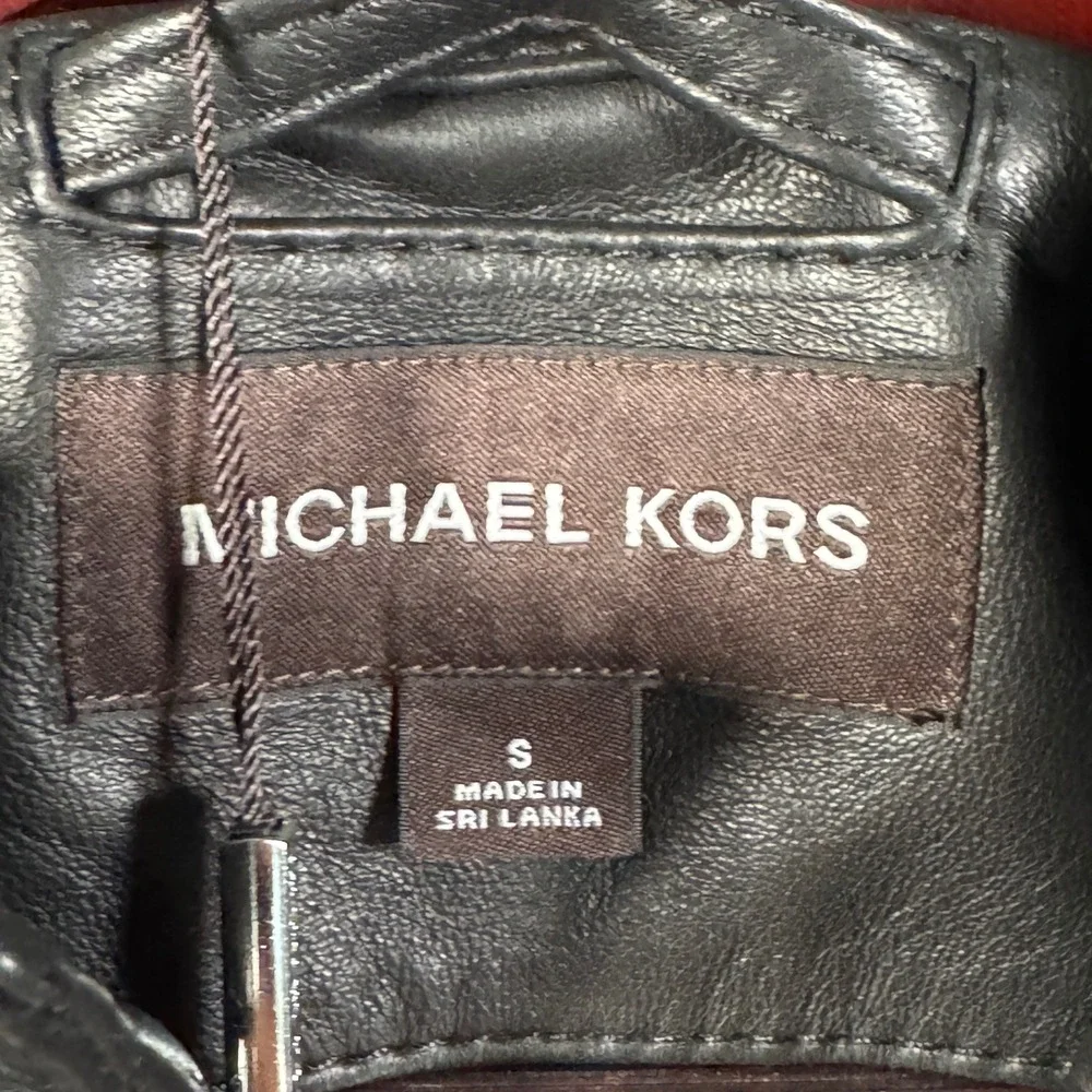 Michael Kors Leather Jacket Mens S Black Lamb Leather Moto Zip Racer $398